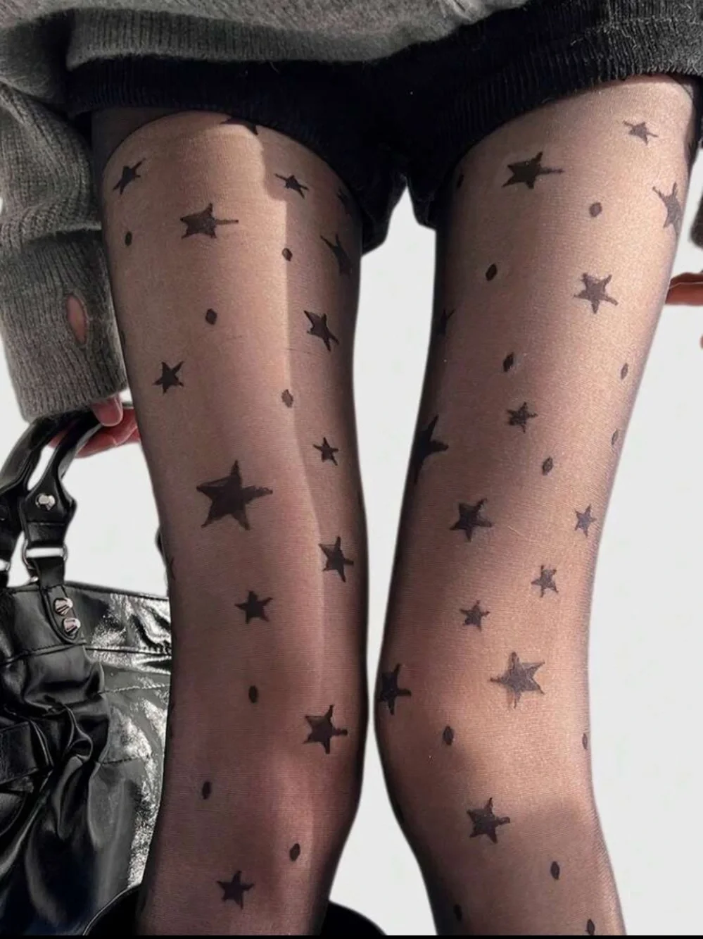 Star Print Sheer Black Tights - Women's Fashion Hosiery